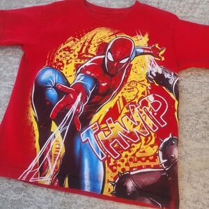 Marvel Spider-Man Red Graphic All Over Wrap Around Print T-Shirt Youth Kids 6/7